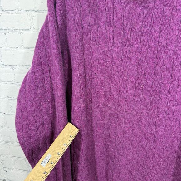 Cashemere Sweater XXL Purple Cable Knit Classic Preppy Pullover Dark Academia - Picture 9 of 15